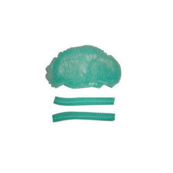 Green Color Disposable Non Woven Cap , Non Toxic Disposable Hair Net Caps