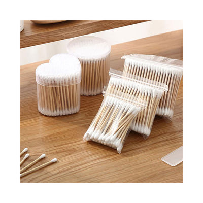 Daily Use Wooden Cotton Swabs Safe Suitable For Sensitive Skin Use
