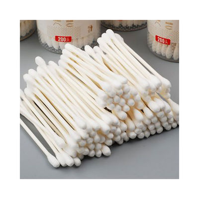 Single Use Sterile Wood Stick Cotton Swabs Suitable For Cleaning Machine