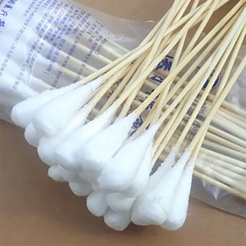 Wooden Handle Medical Cotton Swab , Sterile Cotton Buds High Absorbency