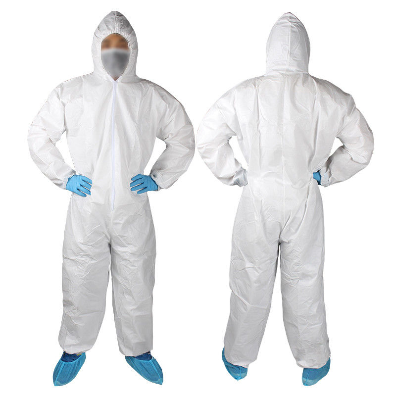 White Plastic Safety All In One Ppe Protective Medical Suit